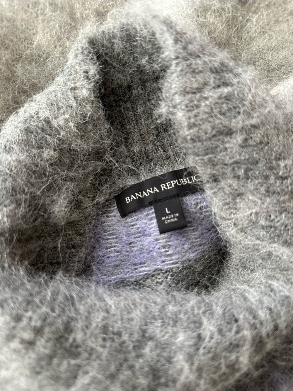 Banana Republic Large Grey Alpaca Blend Fair Isle Mock Neck Sweater - Picture 5 of 8